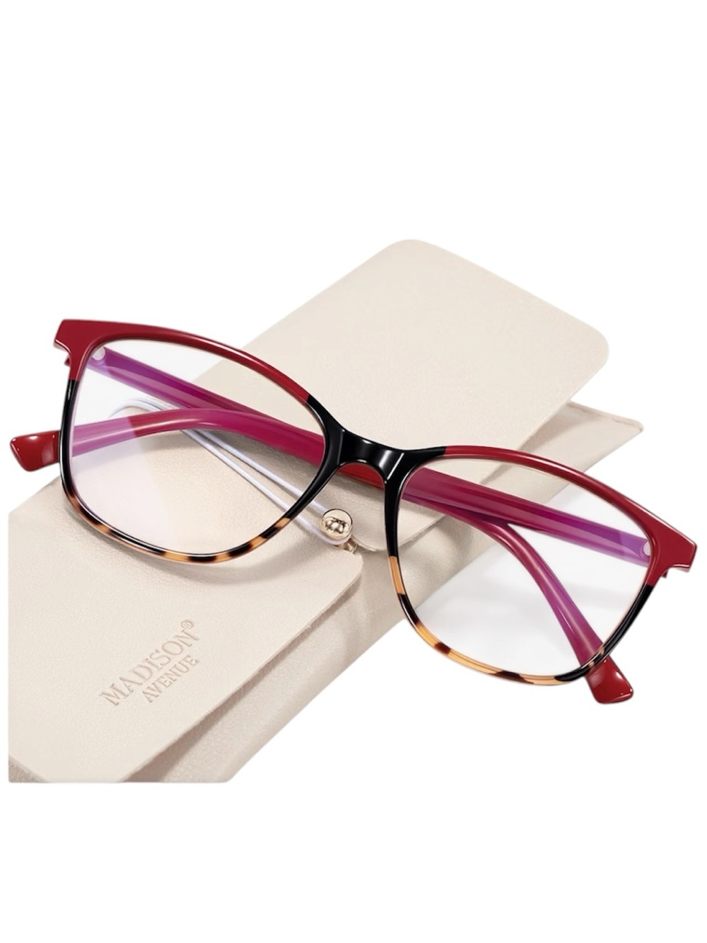 V.W.E. 2 tone Red & Tortoiseshell Cateye Progressive Women's Fashion Reader 2.0